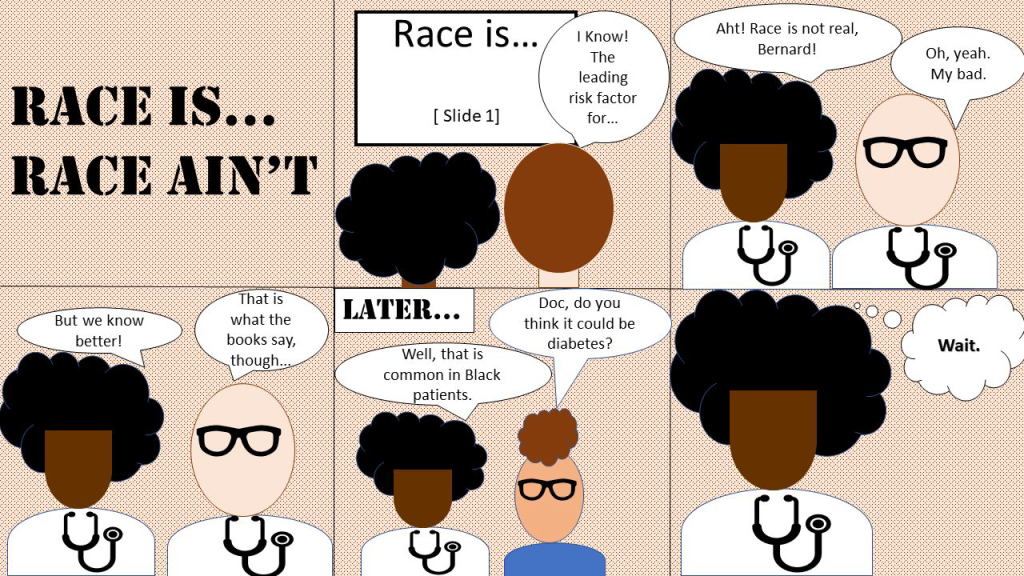 Image of a graphic comic strip about race.