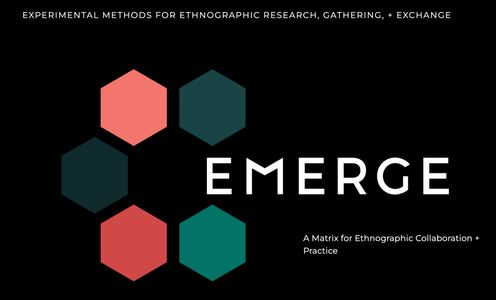 Logo for EMERGE: blue, green, and orange hexagons around the text EMERGE.
